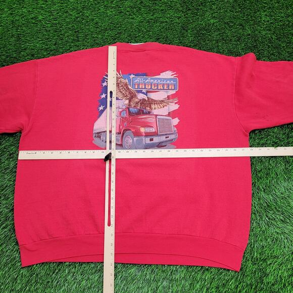 Vintage 90s LEE US-Eagle Truck Sweatshirt 2XL 28x28 Boxy Red - Picture 4 of 16